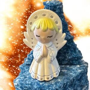 MCM Angel Praying White Robe Blonde 3.25" Tall Ceramic